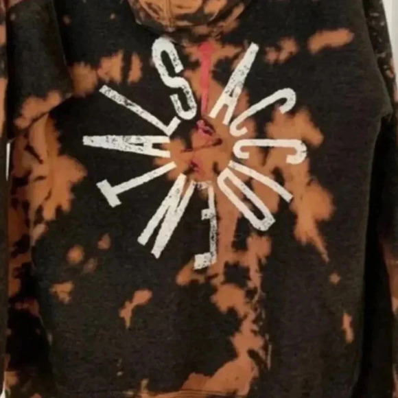 Band Hoodie Sweatshirt The Accident OOAK Reverse Bleach Abstract Dye Size Small - Picture 2 of 3